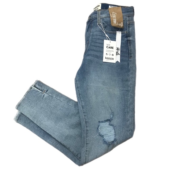 Kensie Light Blue High Rise Raw Hem Skinny Jeans - Picture 3 of 9